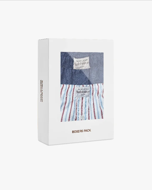 ESSENTIAL BOXER DOUBLE PACK - STRIPED BLUE/NAVY