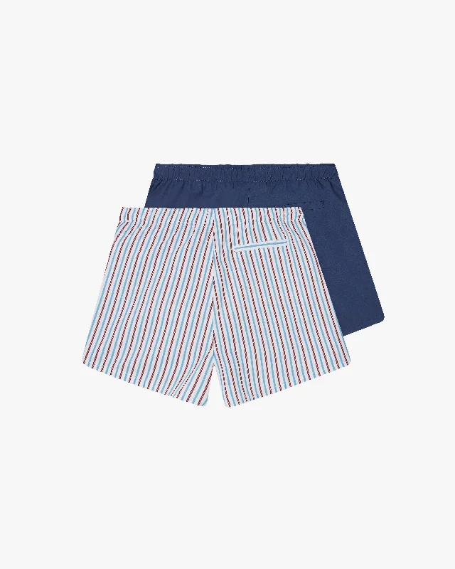 ESSENTIAL BOXER DOUBLE PACK - STRIPED BLUE/NAVY