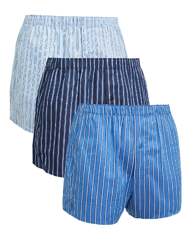 3pk Pure Cotton Striped Woven Boxers