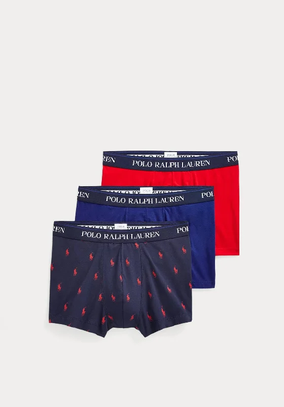 Ralph Lauren 3 Pack Stretch Cotton Trunks, Navy Multi