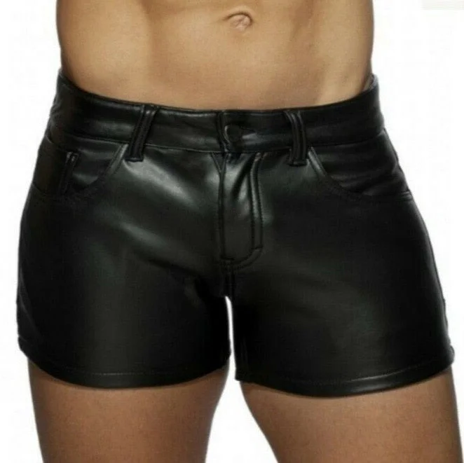 Sexy Male Leather Short Pants