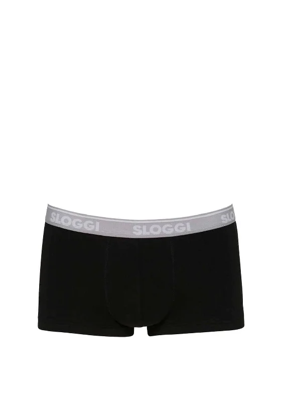 Sloggi Mens Go 6 Pack Hipster Boxers, Black