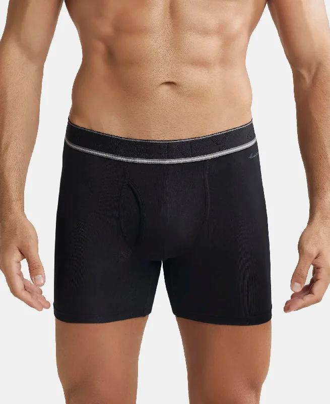 Tencel Micro Modal Elastane Stretch Solid Boxer Brief with Natural StayFresh Properties - Black