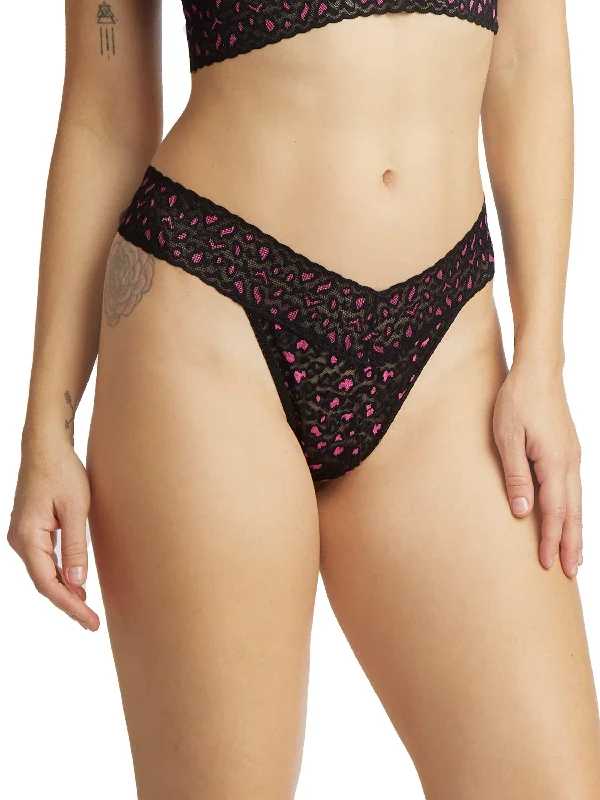 Cross-Dyed Leopard Original Rise Thong Black/Tulip Pink