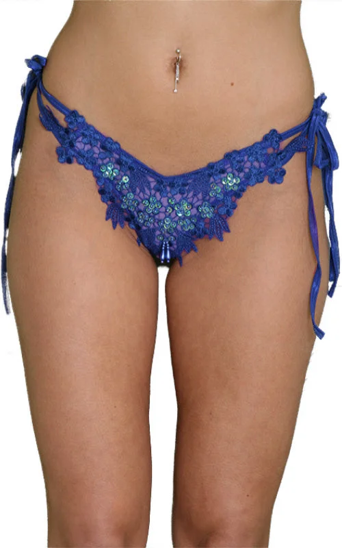 Mesh Tie Side Panty W/Lace Detail (Purple)