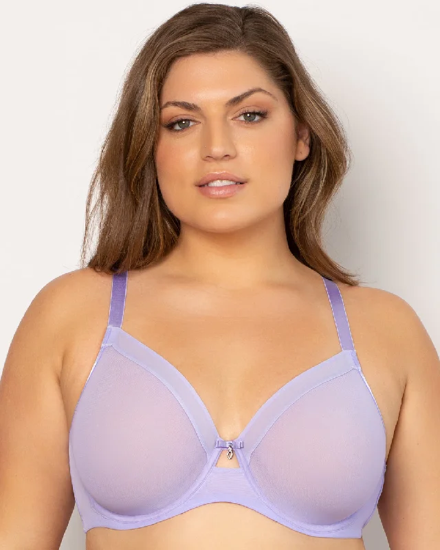 Sheer Mesh Full Coverage Unlined Underwire Bra - Lavender Mist