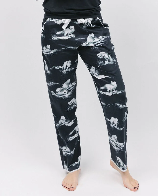 Atlas Womens Black Arctic Fox Print Pyjama Bottoms