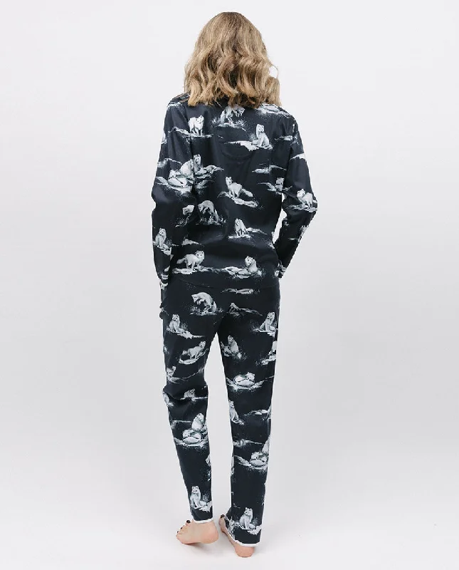 Atlas Womens Black Arctic Fox Print Pyjama Bottoms