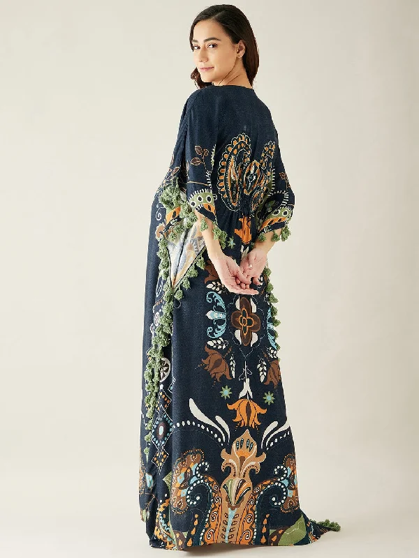 Black Digital Printed Night Wear Maternity Kaftan