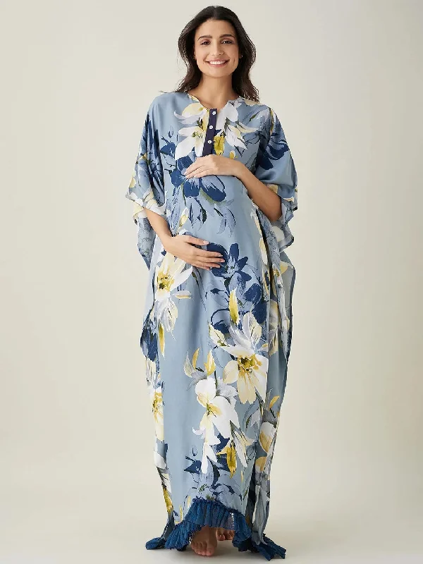 Blue Blossom Nursing Kaftan