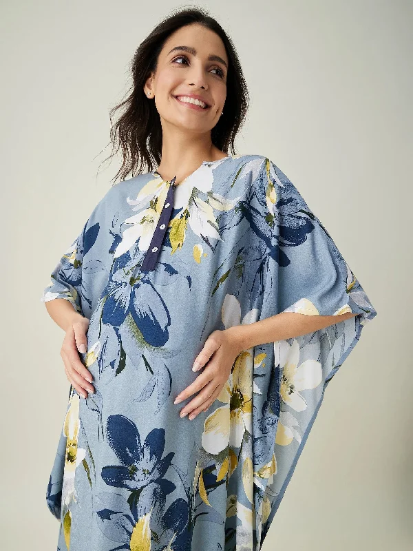 Blue Blossom Nursing Kaftan