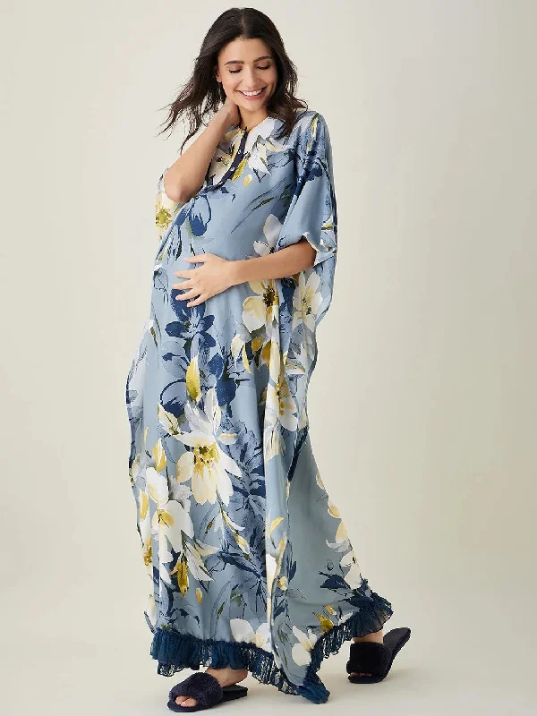 Blue Blossom Nursing Kaftan