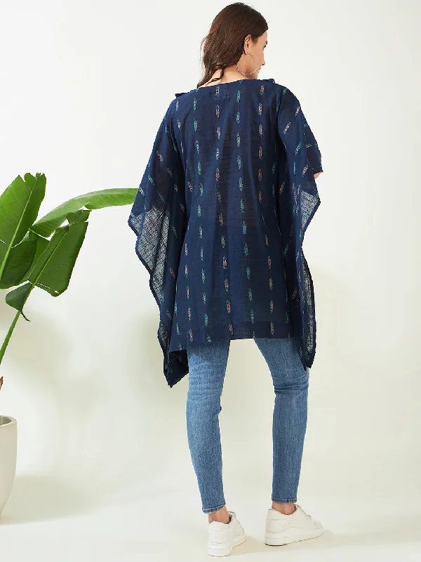 Blue Handloom Cotton Maternity Kaftan