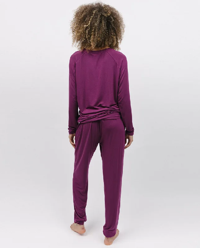 Carina Magenta Solid Slouch Jersey Pyjama Set