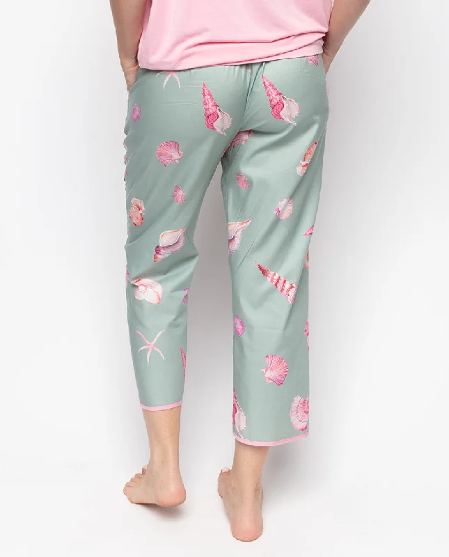 Coral Shell Print Cropped Pyjama Bottoms