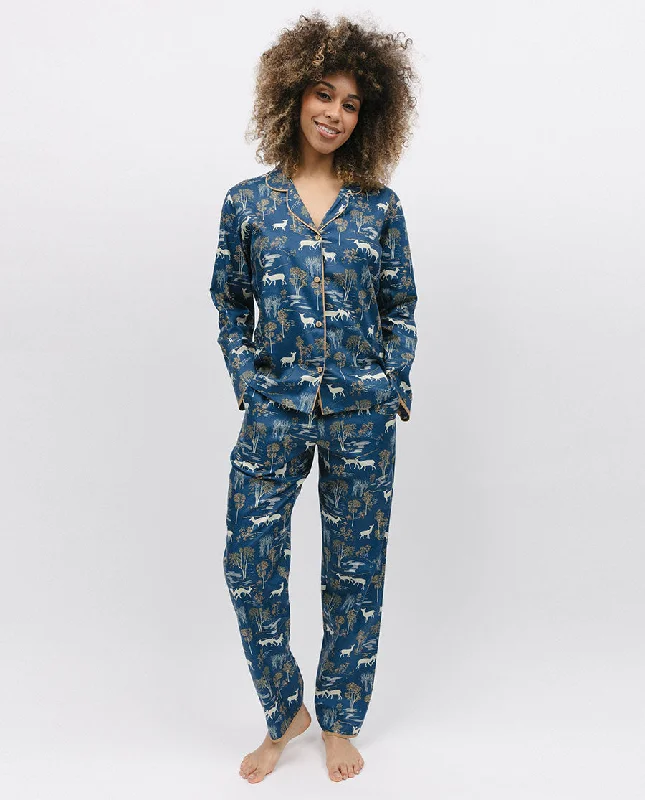 Fawn Blue Woodland Print Pyjama Bottoms