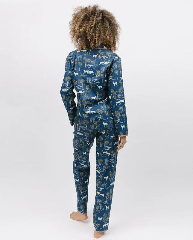 Fawn Blue Woodland Print Pyjama Bottoms