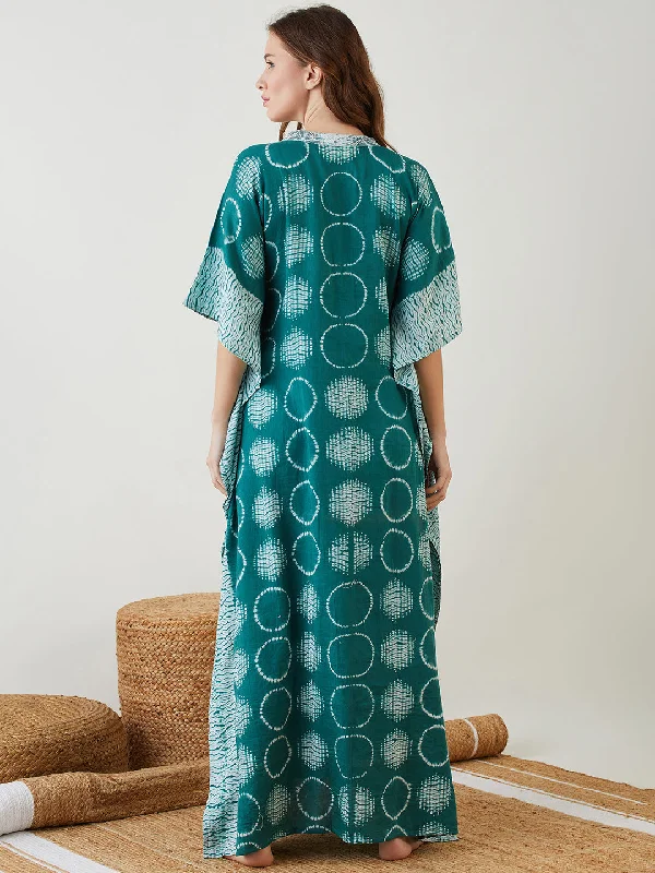 Green Shibori Dyed Maternity Kaftan