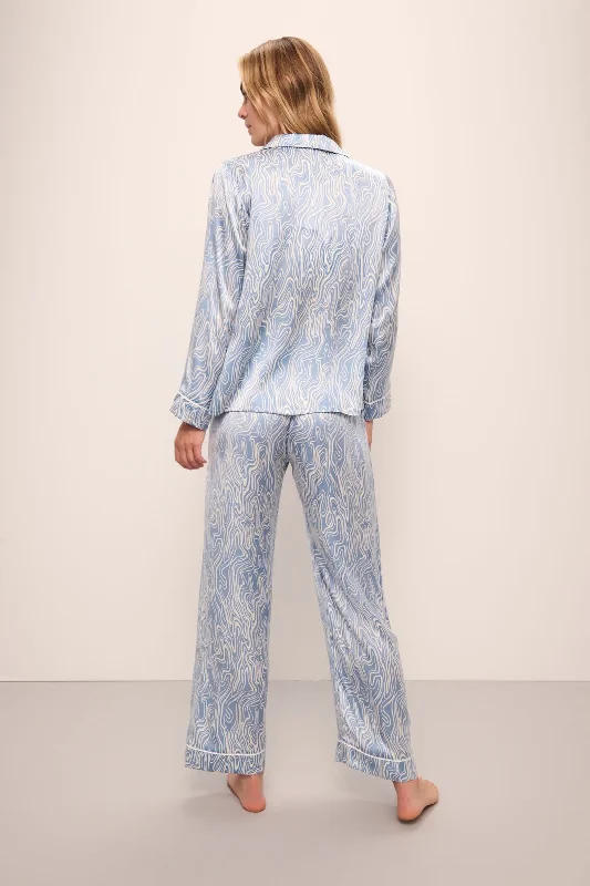 Inez Washable Silk Printed Long PJ Set