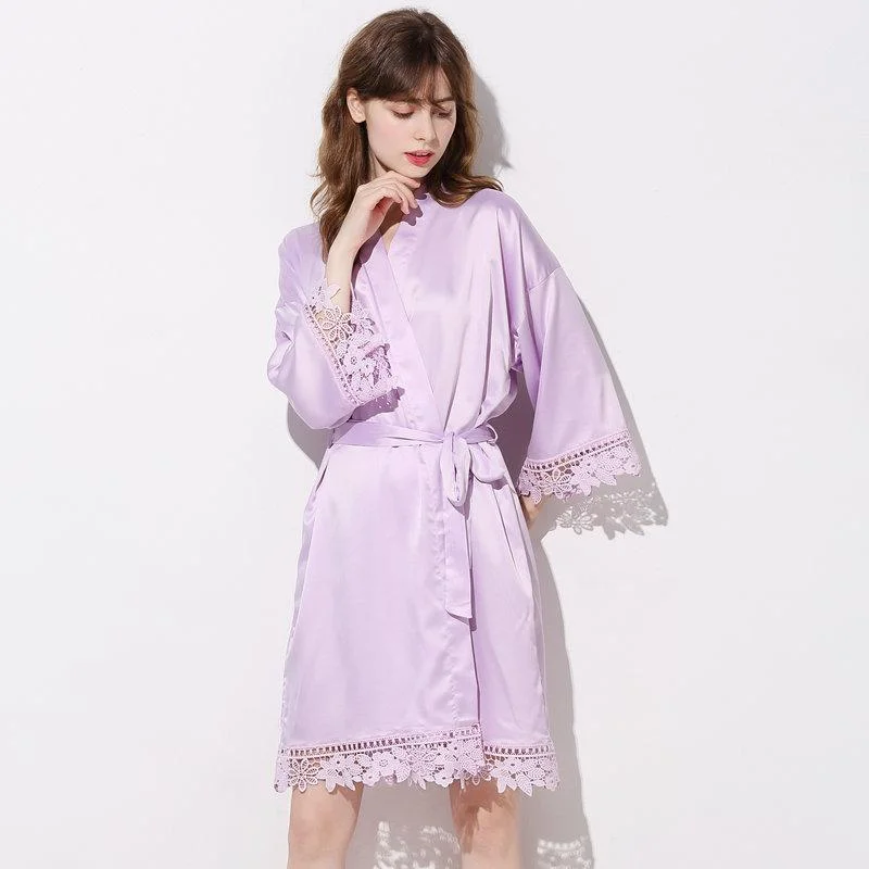 Luxurious Lace Spa Collection Plush Silk Robe