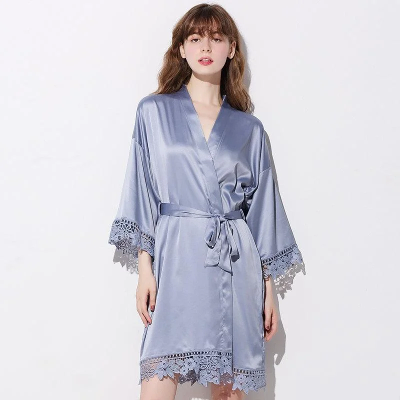 Luxurious Lace Spa Collection Plush Silk Robe