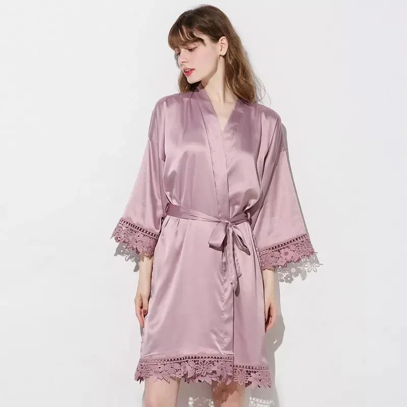 Luxurious Lace Spa Collection Plush Silk Robe