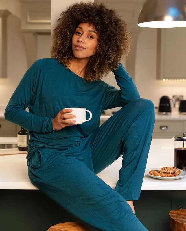 Maple Teal Solid Slouch Jersey Pyjama Set