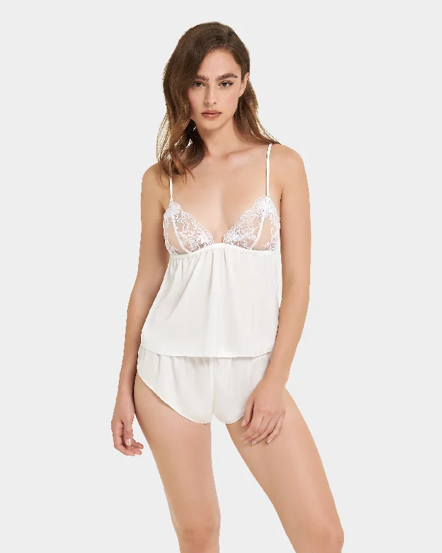 Marseille Luxury Satin Cami and Short Set White