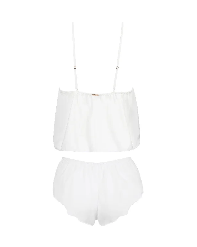 Marseille Luxury Satin Cami and Short Set White