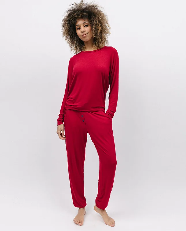 Red Slouch Jersey Pyjama Set