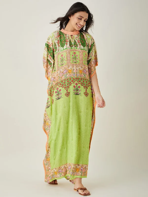 Green peach Serenade Printed Kaftan