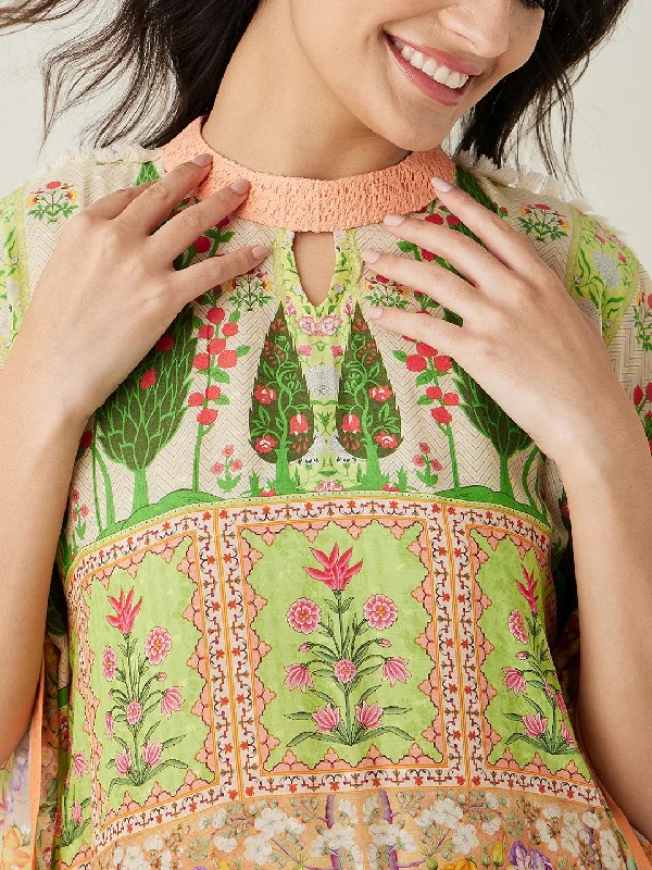 Green peach Serenade Printed Kaftan