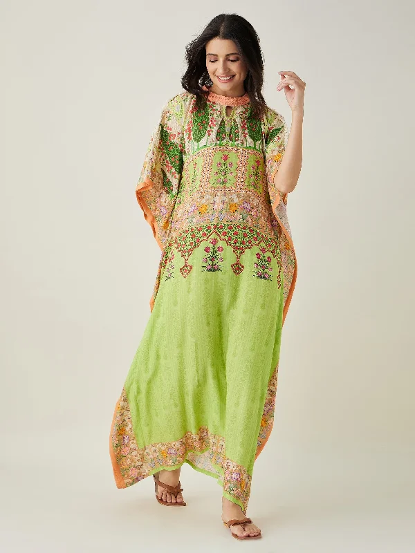 Green peach Serenade Printed Kaftan