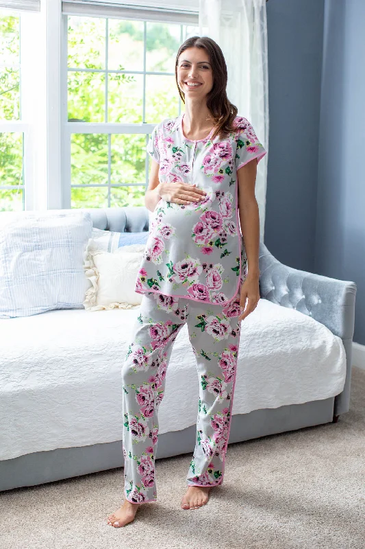 Olivia Nursing Pajamas & Newborn Swaddle Blanket Set