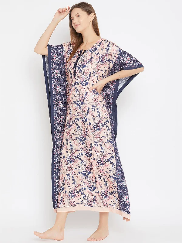 Peach Floral Maxi Kaftan