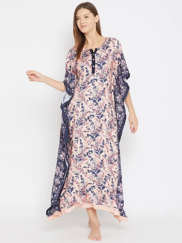 Peach Floral Maxi Kaftan