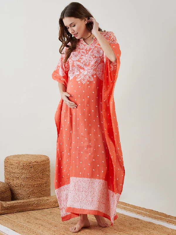 Peach Shibori Dyed Maternity Kaftan