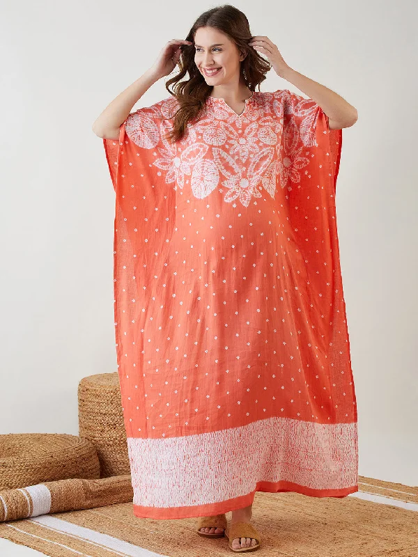 Peach Shibori Dyed Maternity Kaftan