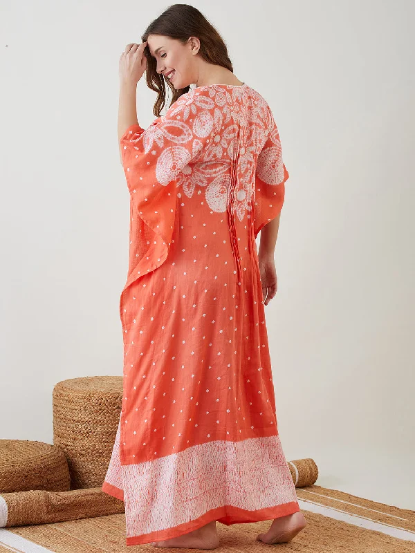 Peach Shibori Dyed Maternity Kaftan