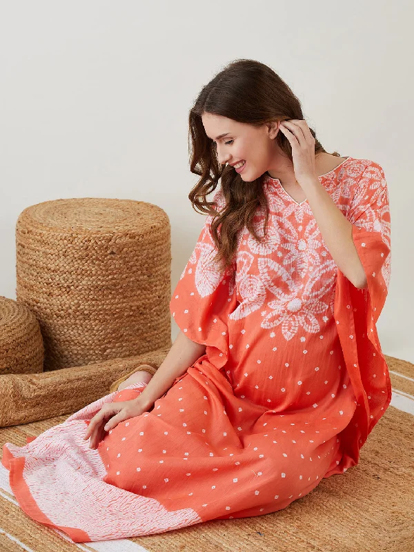 Peach Shibori Dyed Maternity Kaftan