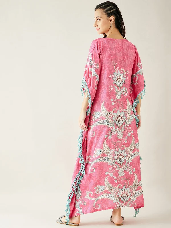 Pink Digital Printed Day Wear Maternity Kaftan