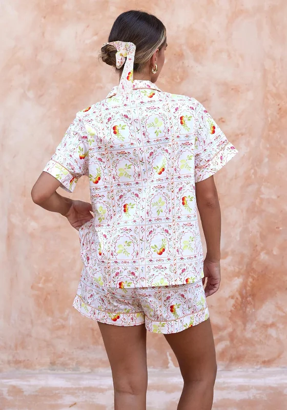 The Night Store Tile Print Short Pyjama Set and Hair Tie, Multi