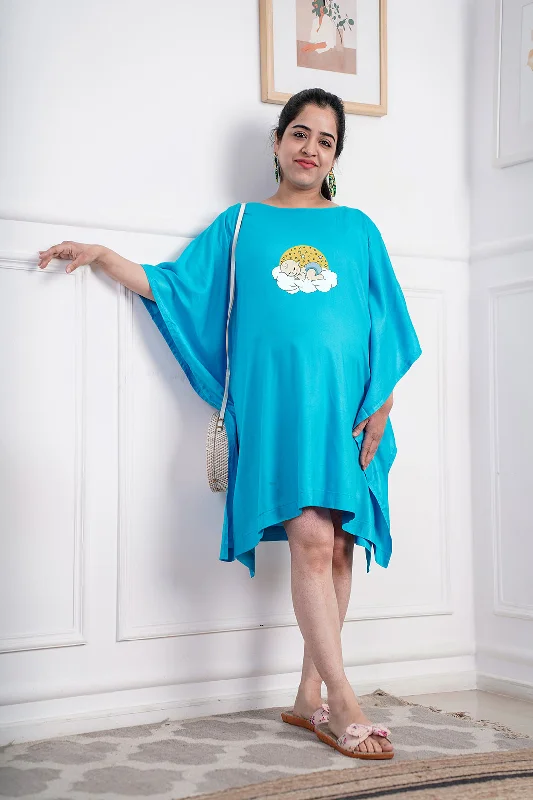 Turquoise Rayon MaternityKaftan - RayonBump