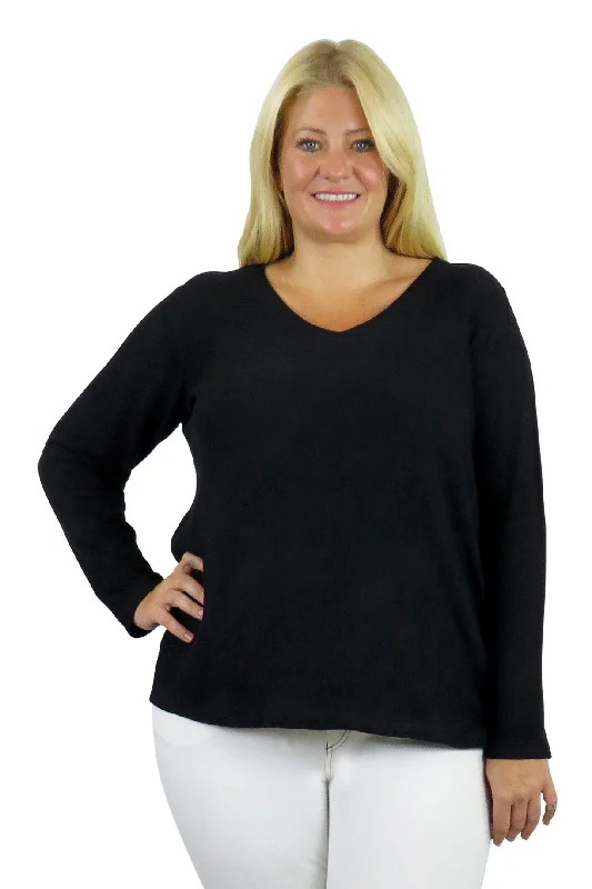 V-Neck Comfort Collection Long Sleeve Top - Plus Size