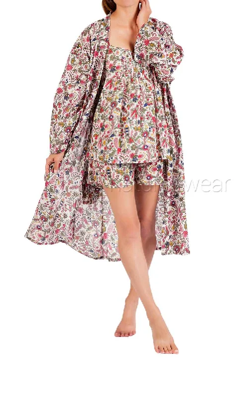 Arabella 100% Cotton Robe in Pink Multicolour Floral MD-75V