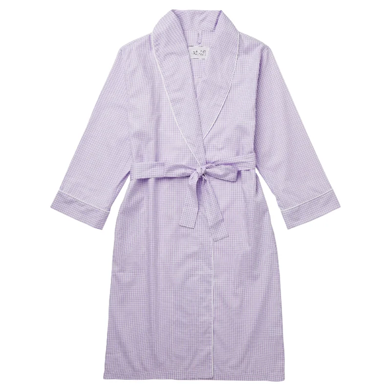 Classic Gingham Luxe Pima Shawl Robe - Lavender