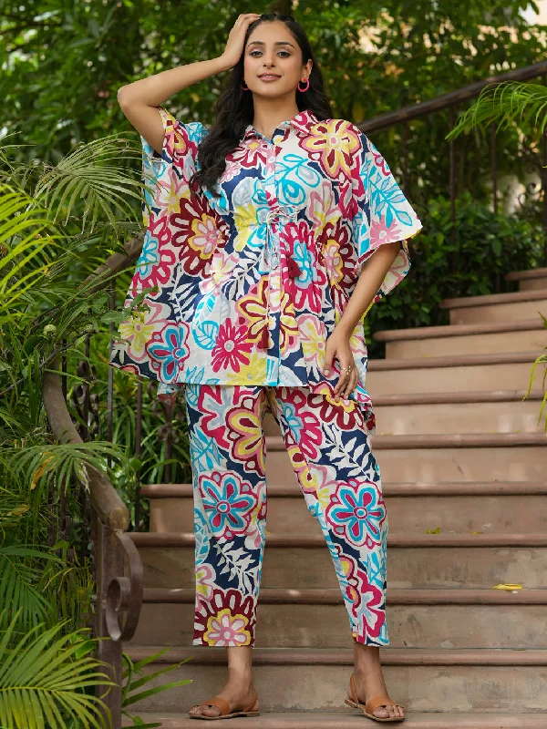 Multi-color floral Kaftan sleep  Set