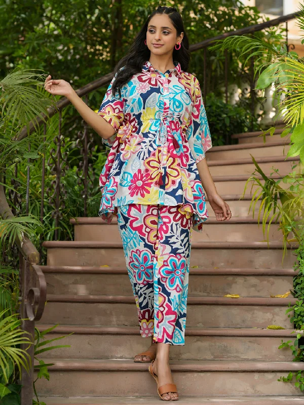 Multi-color floral Kaftan sleep  Set