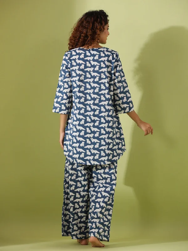 Blue panda  print loungewear set