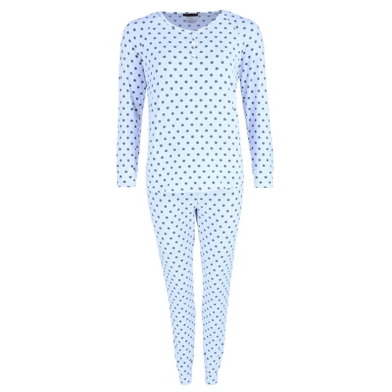 Grumpy & Gorgeous Women's Plus Polka Dot Jogger and Henley Pajama Set